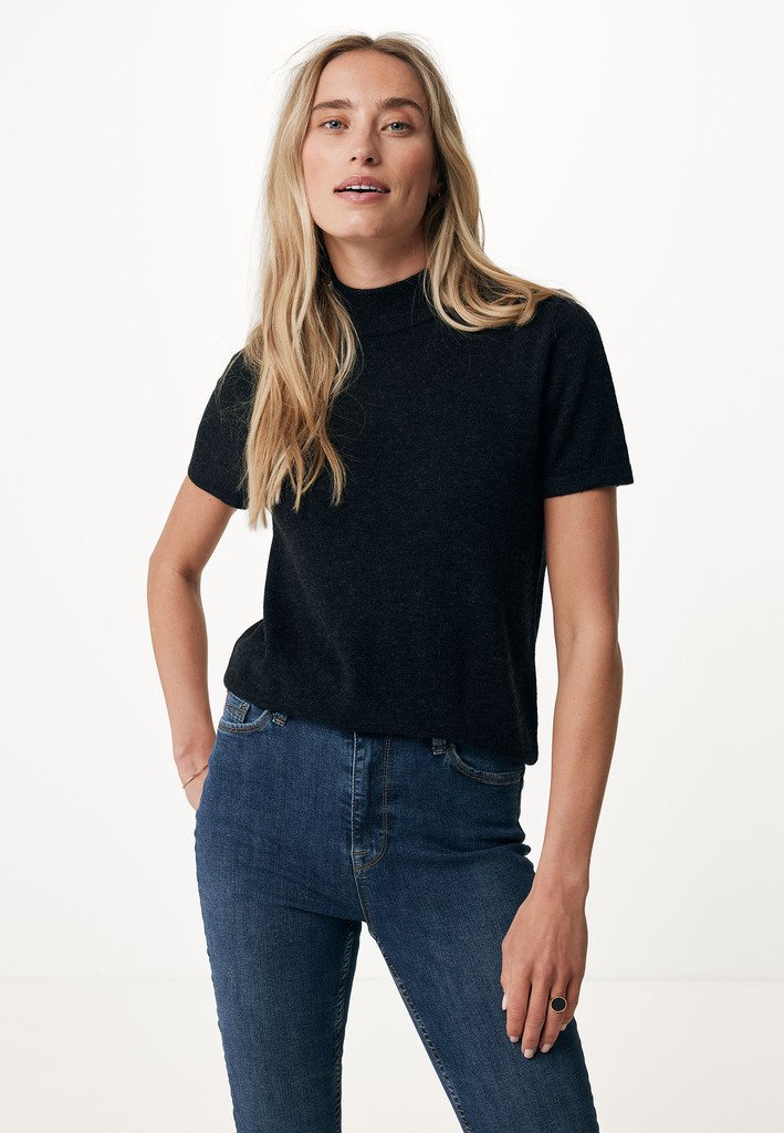 Camiseta De Cuello Tortuga SUN68 Manga Larga - Mujer - Negro