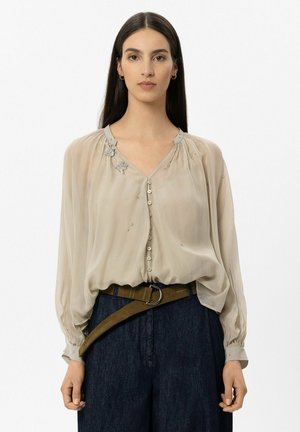 Luisa Cerano, LUISA CERANO BLUSE MIT KRISTALLSTEINEN - Blouse - ginger