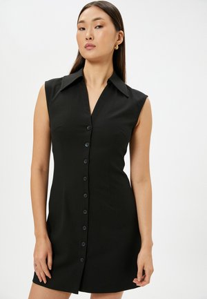 BUTTONED CLASSIC NECK MINI - Skjortekjole - black