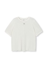 T-shirt bianco a maniche corte con vestibilità comoda. Realizzato in tessuto testurizzato, presenta un piccolo logo sul petto e un collo rotondo.