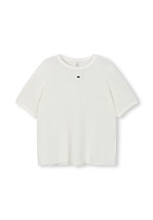 T-shirt bianco a maniche corte con vestibilità comoda. Realizzato in tessuto testurizzato, presenta un piccolo logo sul petto e un collo rotondo.