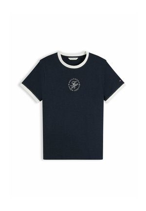 Tommy Hilfiger, TOMMY HILFIGER LOGO EMBROIDERY RINGER T-SHIRT - Print T-shirt - dark blue