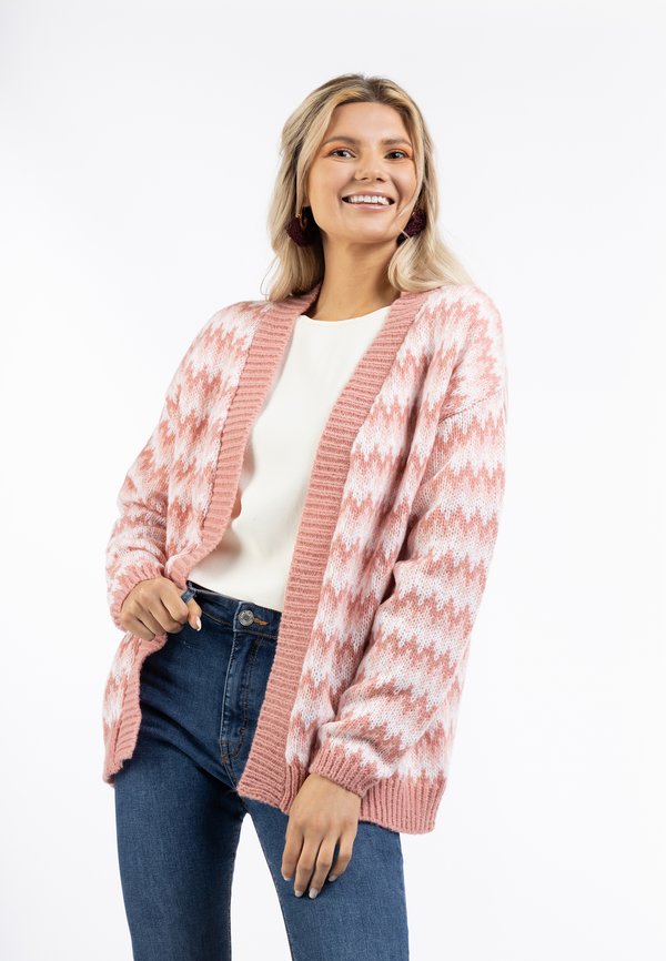 Strickjacke - rosa mehrfarbig