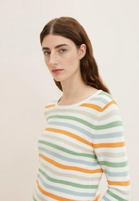 TOM TAILOR NEW OTTOMAN - Strickpullover - orange green multicolor stripe