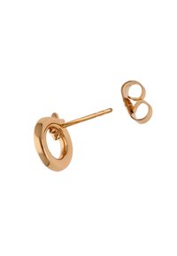 Aranyszínű, kör alakú fülbevaló. Fém anyagból, polírozott felülettel készült. Biztonságos zárral ellátva a viseléshez.