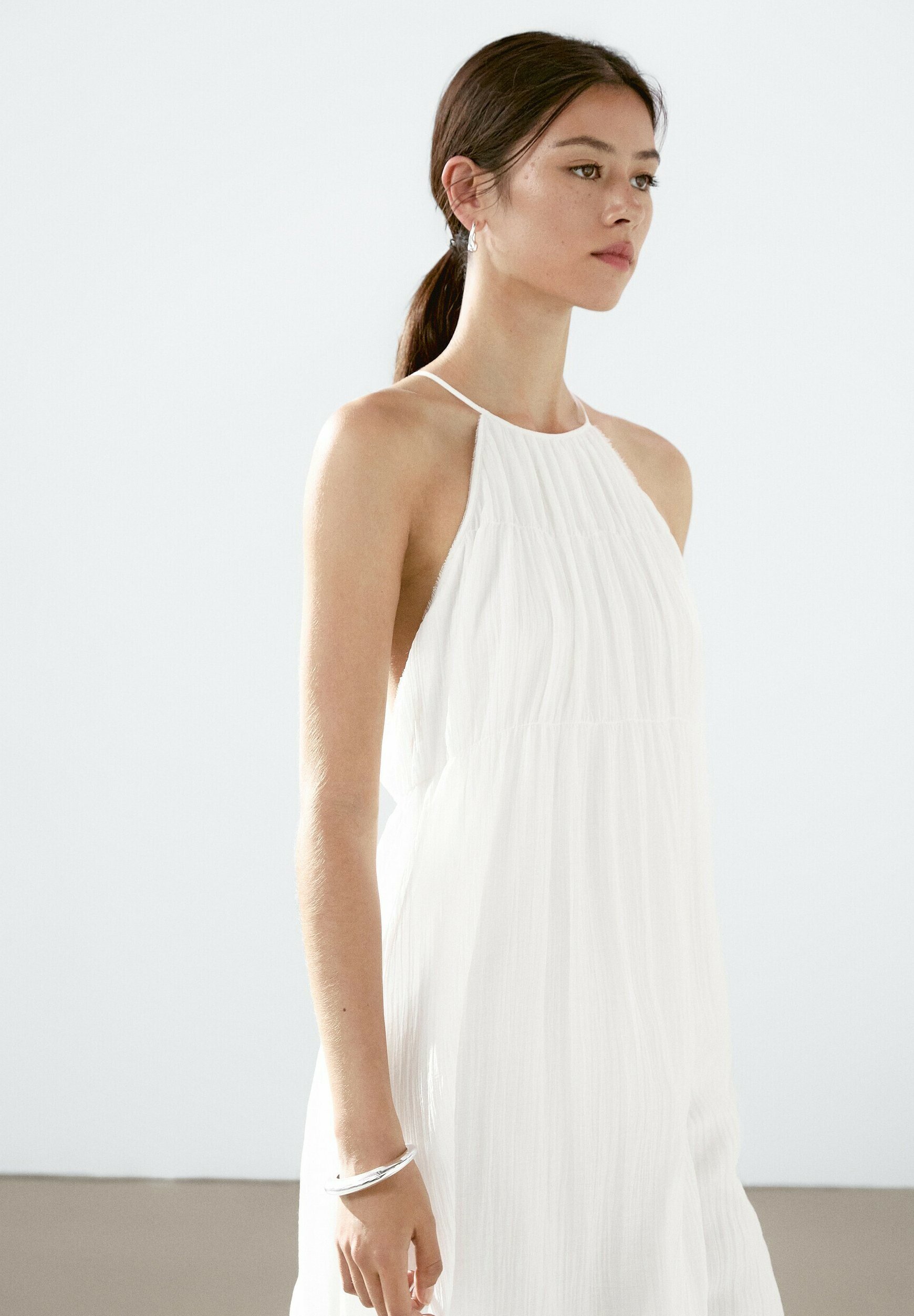 Massimo Dutti WITH GATHERED DETAIL - Maxi dress - white
