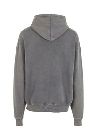 Grå hættetrøje med en blød tekstur, der har en kengurulomme og ribbede manchetter og kant. Bagsiden har et glat design og en afslappet pasform.
