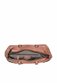 Sac à main en cuir rose avec un design matelassé, double anses, et un intérieur spacieux gris équipé d'une poche zippée et de la marque Gabor.