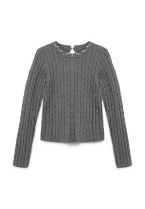 Calliope CON TRECCE E PERLE APPLICATE - Maglione - grigio scuro melange