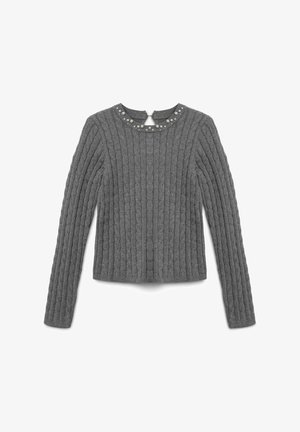 Calliope CON TRECCE E PERLE APPLICATE - Strickpullover - grigio scuro melange