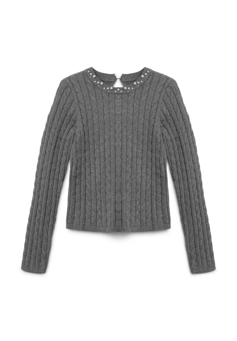 Calliope CON TRECCE E PERLE APPLICATE - Maglione - grigio scuro melange
