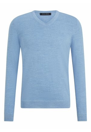 BASIC NEW MERINO V-NECK - Strickpullover - azur mel