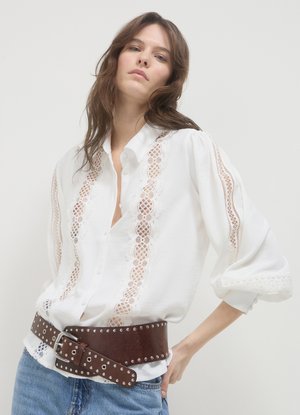 MACRAMÈ - Button-down blouse - bianco lana
