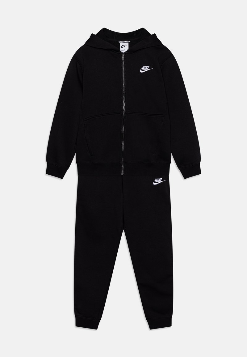 Nike Sportswear CLUB TRACKSUIT UNISEX SET - Tracksuit - black/white/black - Zalando.co.uk