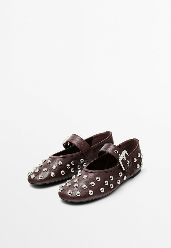 FLATS WITH STUDDED BUCKLES  - Ankle strap ballet pumps - mauve4
