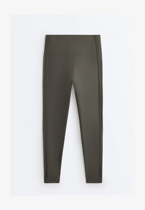 OYSHO COMFORTLUX HIGH RISE RIB ANKLE-LENGTH - Tights - dark green