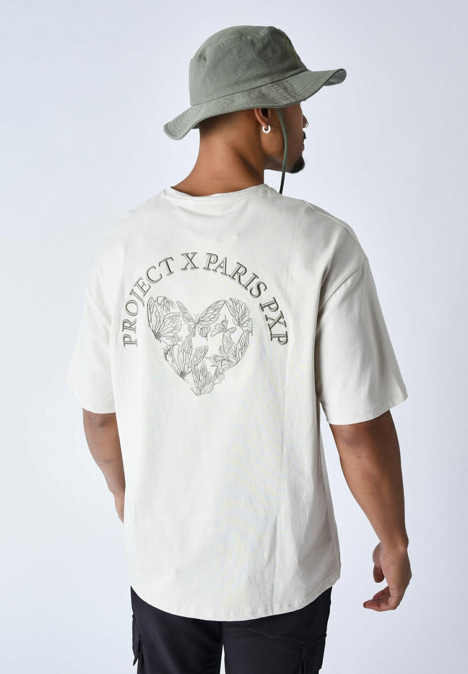 Project X Paris COEUR BRODÉ - T-shirt imprimé - greige/gris