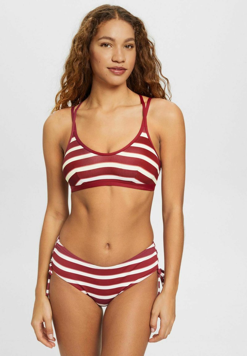 Esprit BRELA_PAR PADDED STRIPE BikiniTop dark red/dunkelrot