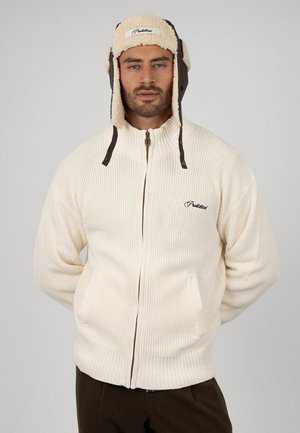 PROHIBITED, CAMPUS KNIT JACKET UNISEX - Cardigan - cream