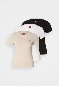 C NECK TEE 3 PACK - T-shirt básica - black/ecru/gulf sand
