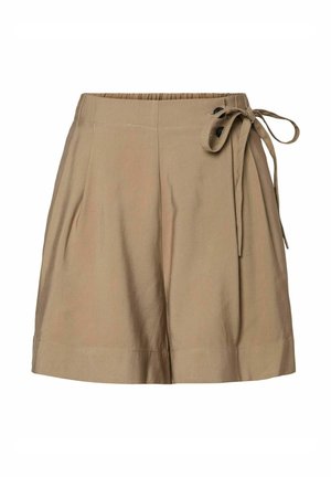 Khaki shorts med tekstureret overflade, med binde i taljen, plisseret front og en afslappet pasform. Justerbar talje med knapdetaljer.