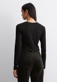 Marc O'Polo DENIM ROUNDNECK FLATLOCK - Bluză cu mânecă lungă - black