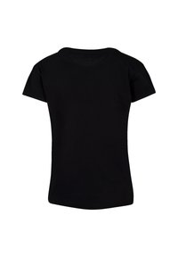Black short-sleeve t-shirt with a round neckline, made of soft cotton, smooth texture, and featuring no visible patterns or hardware.