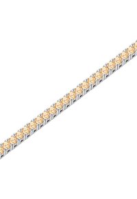 Sudraba aproce ar virkni apaļu, gaiši oranžu akmeņu, kas izkārtoti saistītā dizainā ar gludu, pulētu apdari.