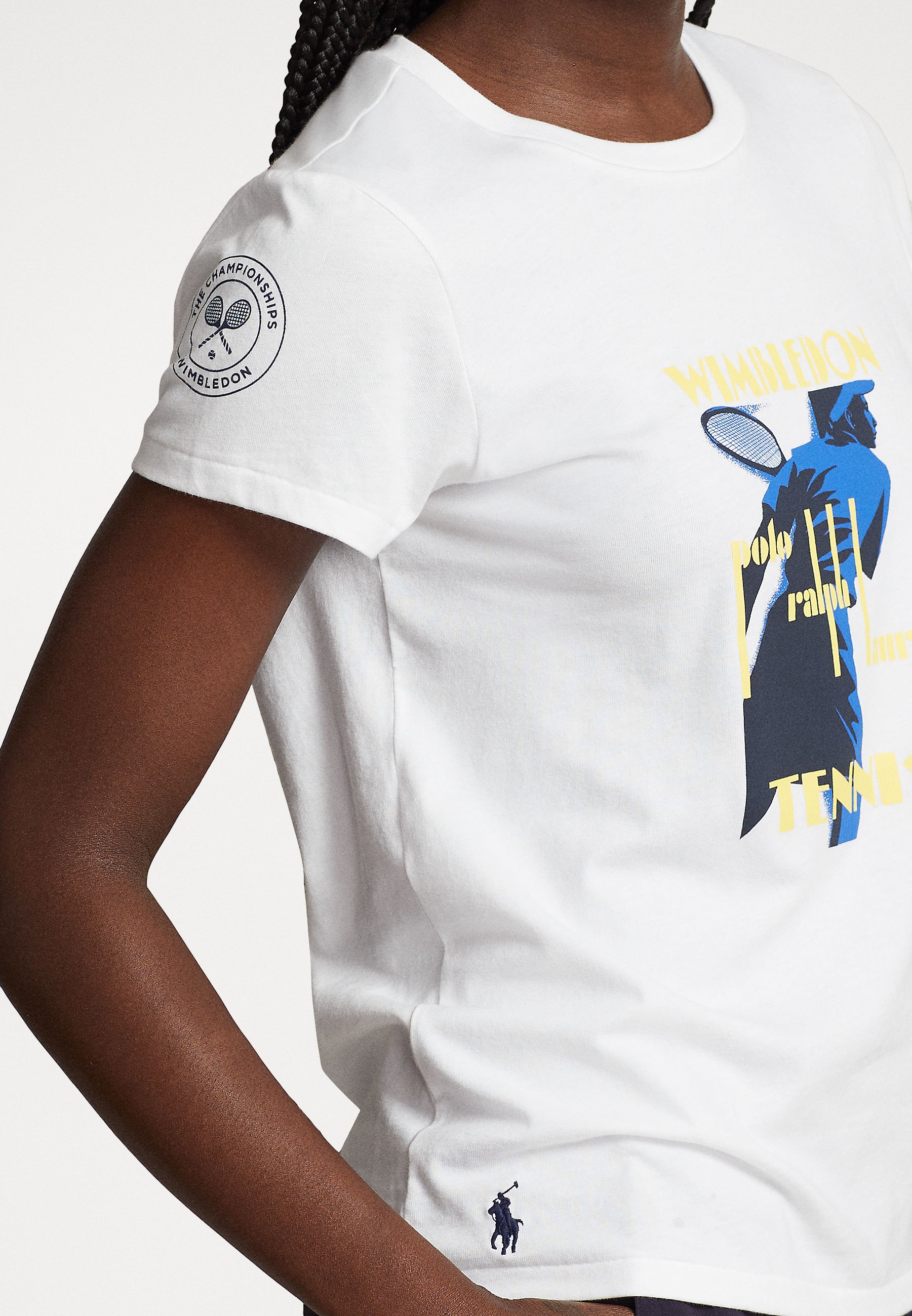売れ筋商品|||ラルフローレン Tシャツ レディース トップス WIMBLEDON GRAPHIC COTTON JERSEY TEE - Print T-shirt - ceramic white The Wimbledon Online Shop ︳ Polo Ralph Lauren Graphic