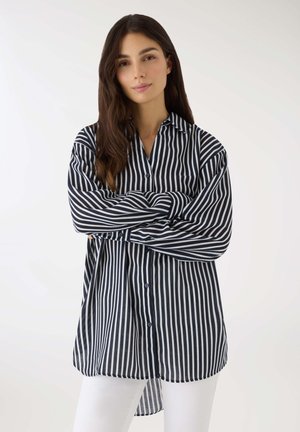 OVERSIZE A RIGHE EFFETTO - Camicia - var blu scuro