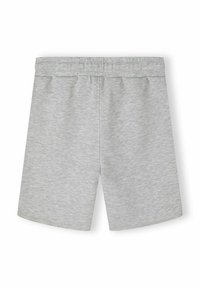 Grå bomuldsshorts med elastisk talje, der har et simpelt design og en glat tekstur. Ingen synlige logoer eller mønstre.