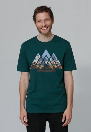 watapparel GEOMETRIC LANDSCAPE - Print T-shirt - glazed green