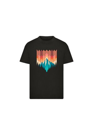 BERG SONNENUNTERGANG GEOMETRISCH - Print T-shirt - schwarz