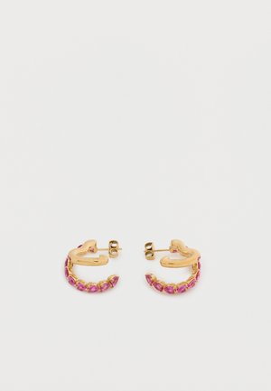 CRYSTALS DOUBLE HOOPS - Boucles d'oreilles - yellow gold-coloured/pink
