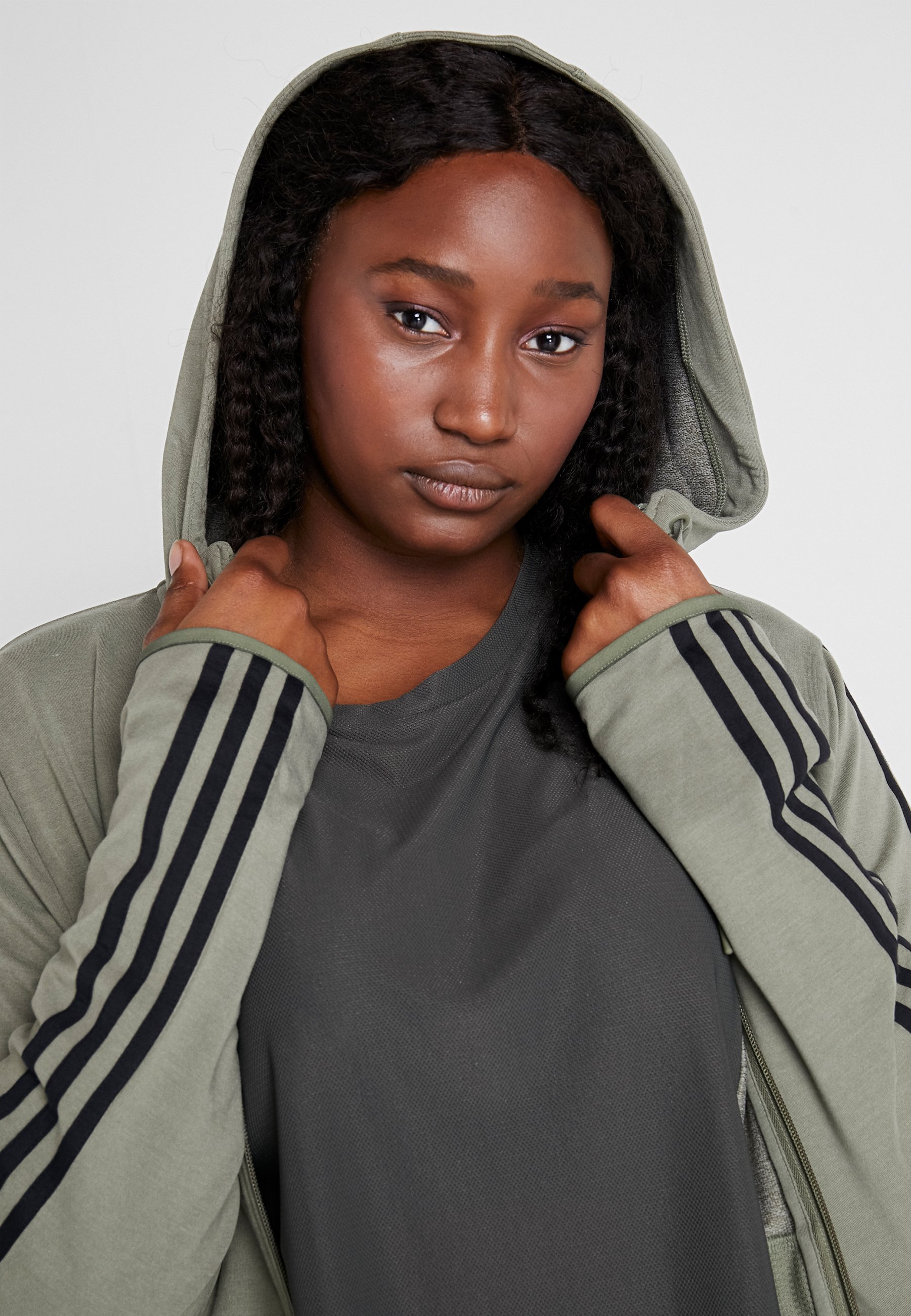 adidas Performance 3S HOOD Sweatjacke legend green adidas Performance 3S HOOD Sweatjacke legend green