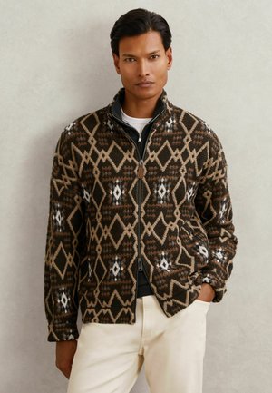 Reiss, REGULAR FIT - TUFT GEOMETRIC FAIR ISLE ZIP-THROUGH JUMPER WITH WOOL . - Kardigán - brown multi