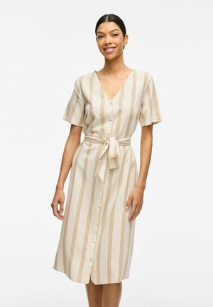 VILA MIDI KURZARM - Vestido informal - light natural melan