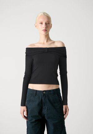 ONLFAYOLA OFF SHOULDER BOW - Pullover - black