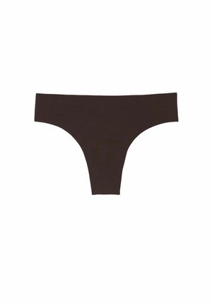 Bruine katoenen stringonderbroek met een minimalistisch ontwerp, voorzien van een gladde textuur en naadloze randen, geschikt voor dagelijks gebruik.