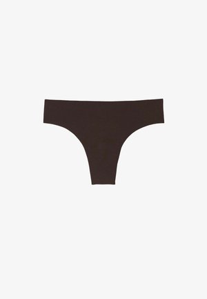 Bruine katoenen stringonderbroek met een minimalistisch ontwerp, voorzien van een gladde textuur en naadloze randen, geschikt voor dagelijks gebruik.