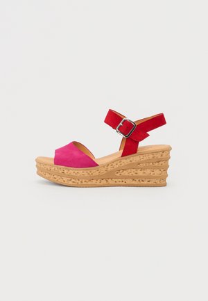 Platform sandals - pink/fire