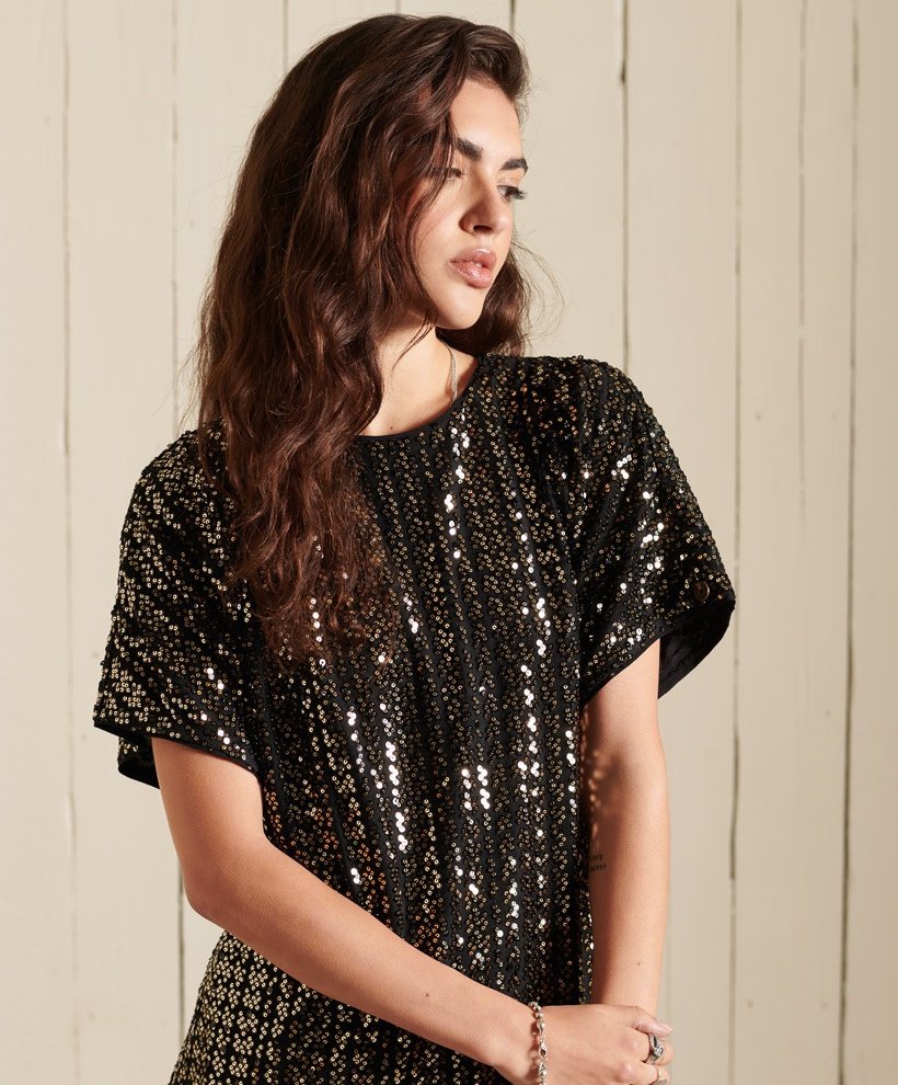 Superdry Jurk - black sequin/zwart - Zalando.nl