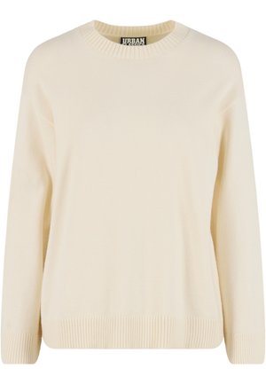 Kreemikarva kampsunis kampsun, ümar kaelusega, soonikkoes mansettide ja äärega, pakub lõdvestunud istuvust ja pehmet tekstuuri.