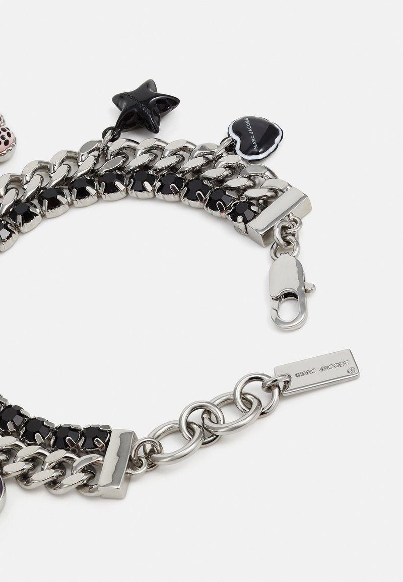 2 Breloques Cœur En Verre Noir - Fermoir Métal Argenté - Pour Bracelet Perles - Neuf