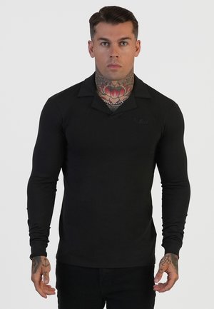 SIKSILK, LONG SLEEVE REVERE POLO - T-shirt à manches longues - black