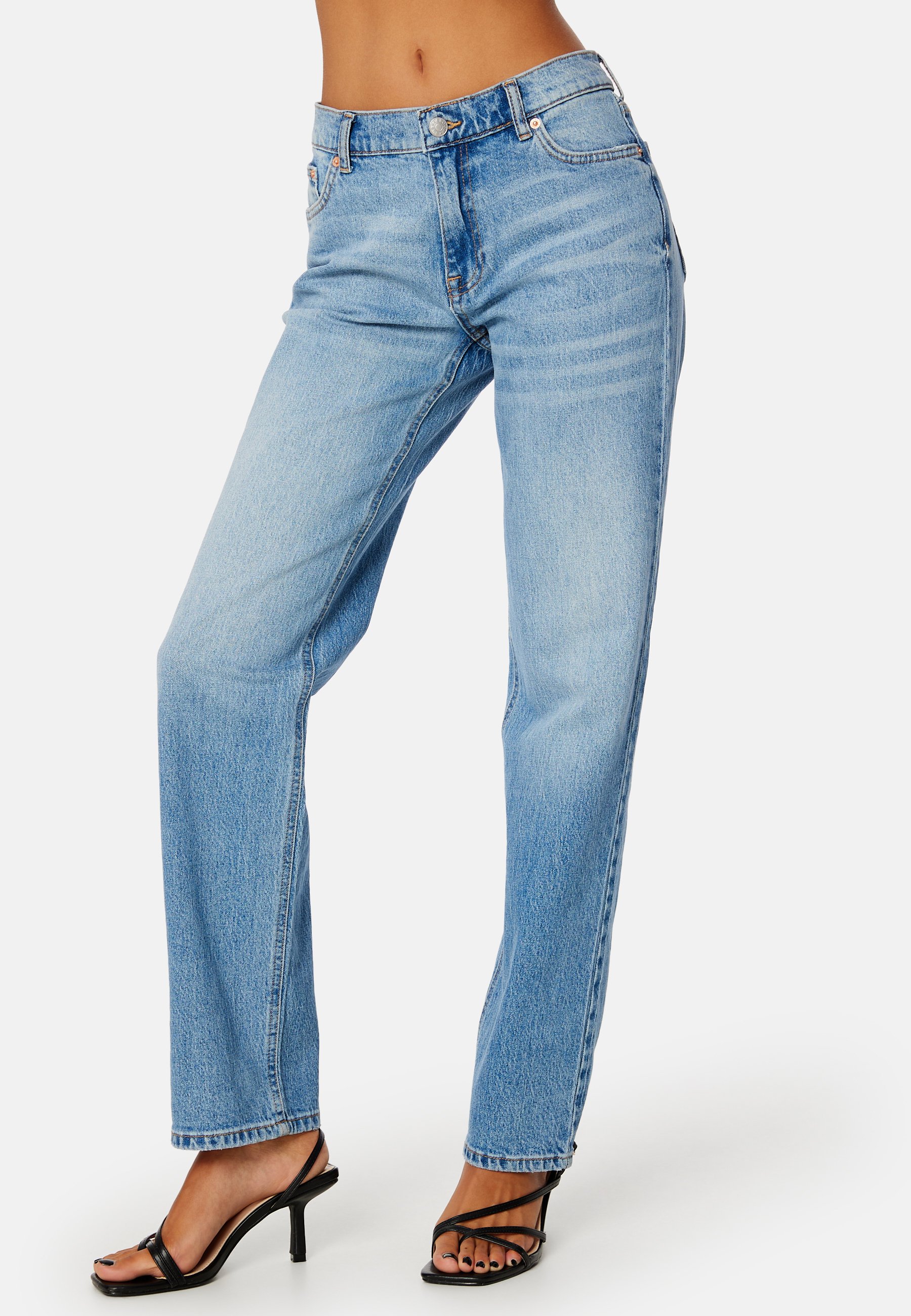 Bubbleroom LOW WAIST STRAIGHT JEANS - Straight leg jeans - light blue  denim/lichtblauw denim - Zalando.nl