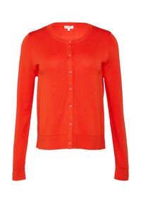 RUNDHALS-MIT KNOPFLEISTE - Cardigan - dunkelorange