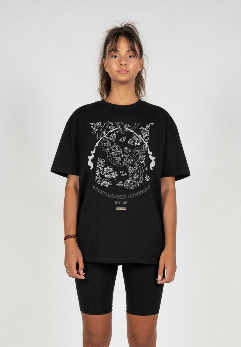 MJ Gonzales PAISLEY HEAVY OVERSIZED TEE - Triko s potiskem - black