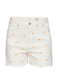 TAILLE HAUTE  BRODERIE FLORALE - Jeans Shorts - ecru