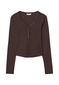 WITH BUTTONS - Top s dlouhým rukávem - brown